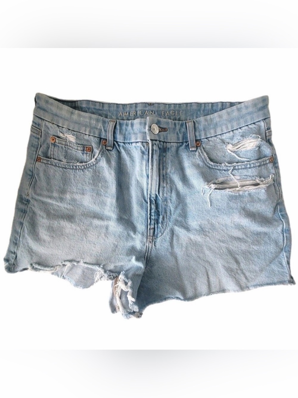 American Eagle Outfitters High Rise Distressed Denim Shorts 14 Curvy